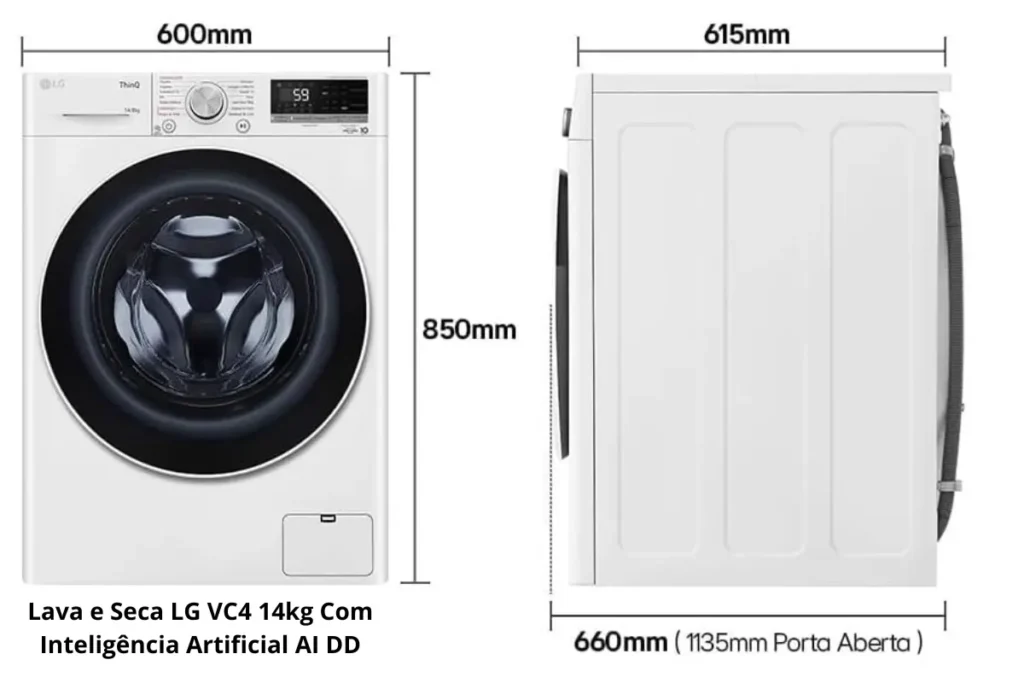  Lava e Seca LG VC4 14kg com Inteligência Artificial AI DD