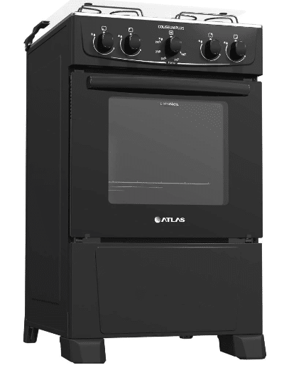 Fogão Atlas 4 Bocas Preto com Forno Limpa Fácil Coliseum Plus - Forno 50L